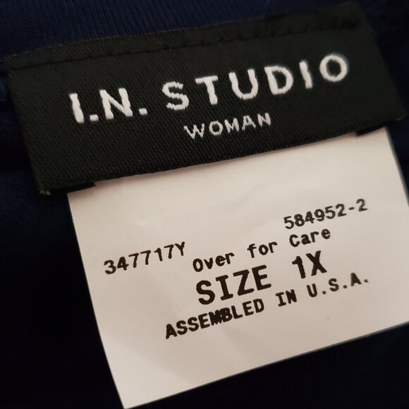 IN Studio 1X Midi Skirt Navy Blue Pull On Flowy Chiffon Hem Whimsigoth Boho Mod - Picture 6 of 8